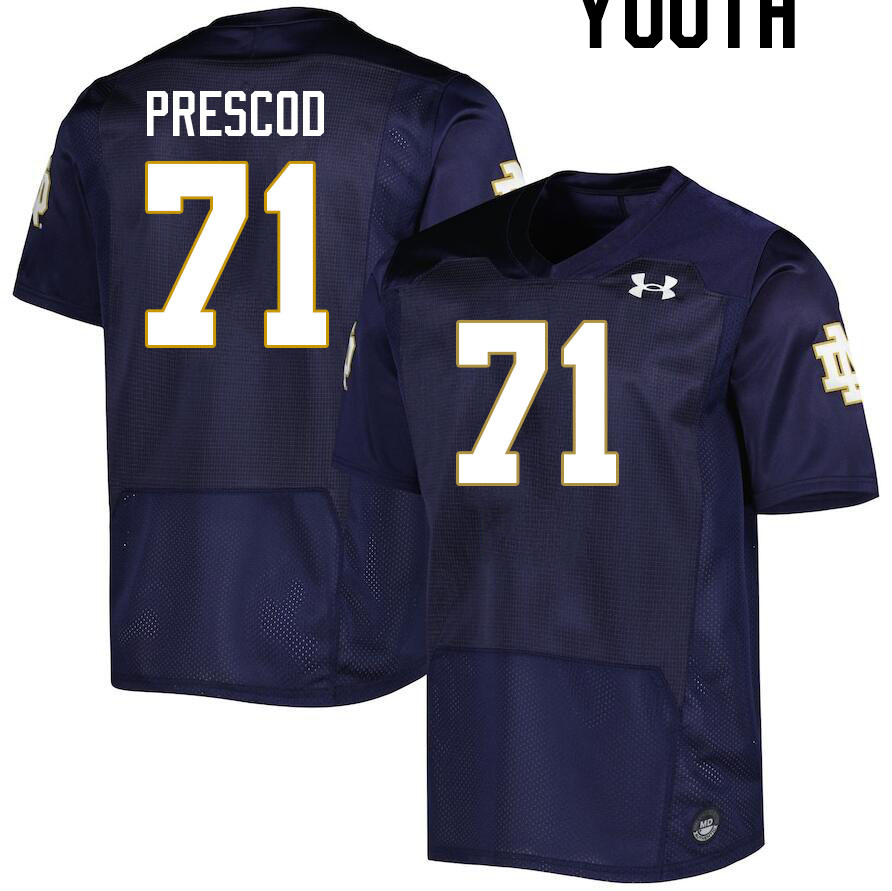 Youth #71 Styles Prescod Notre Dame Fighting Irish College Football Jerseys Stitched-Navy